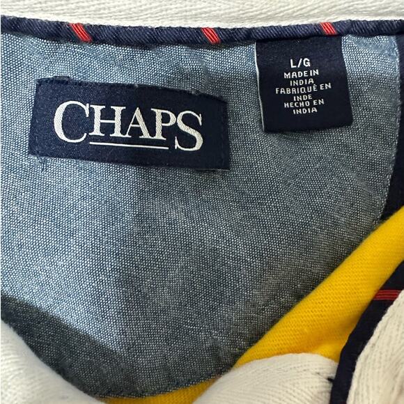 Chaps Yellow and Blue Preppy Long Sleeve Rugby Polo Size L - Picture 3 of 9